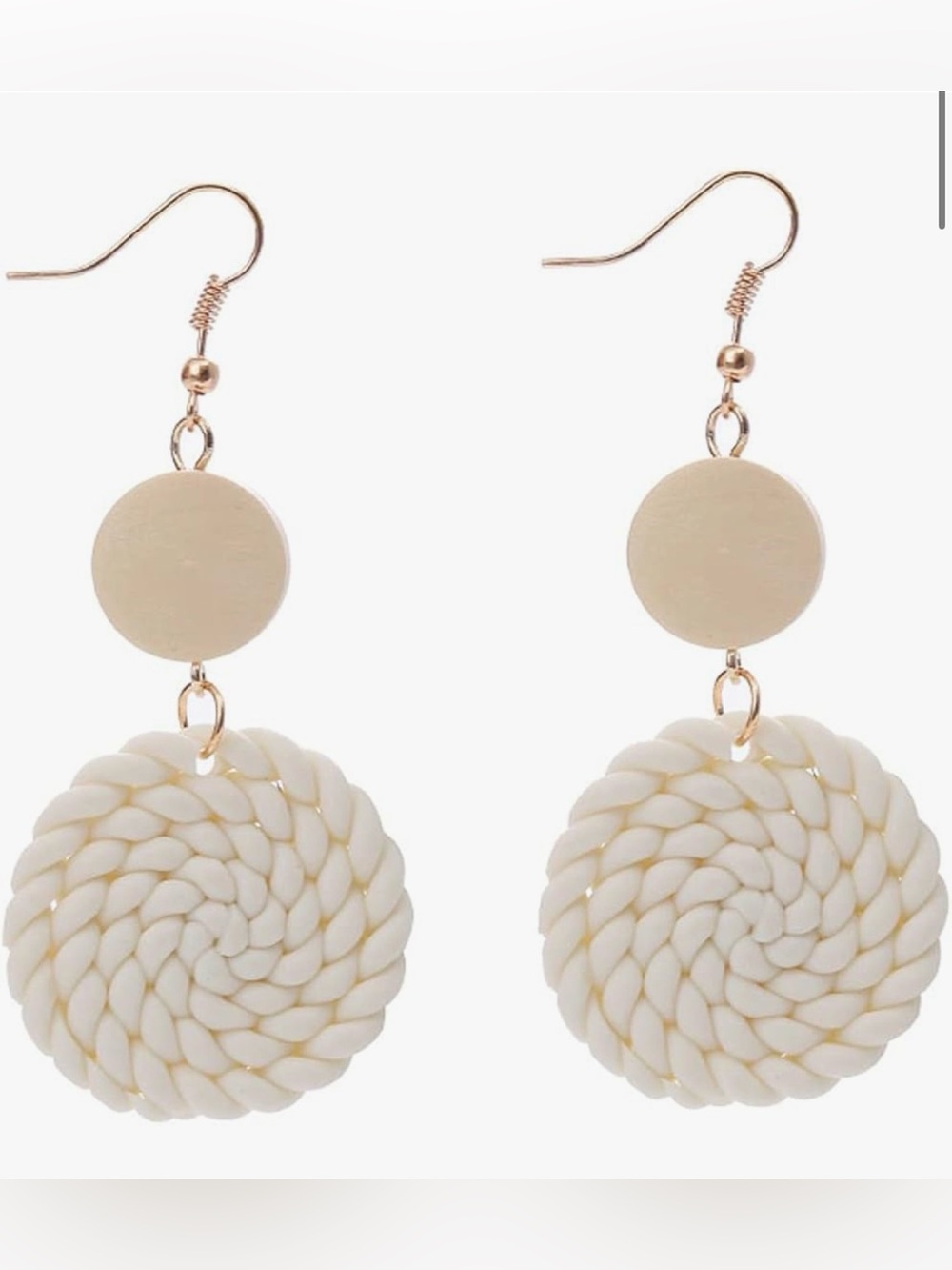 Elegant Cream Spiral Drop Earrings. Set of 2
